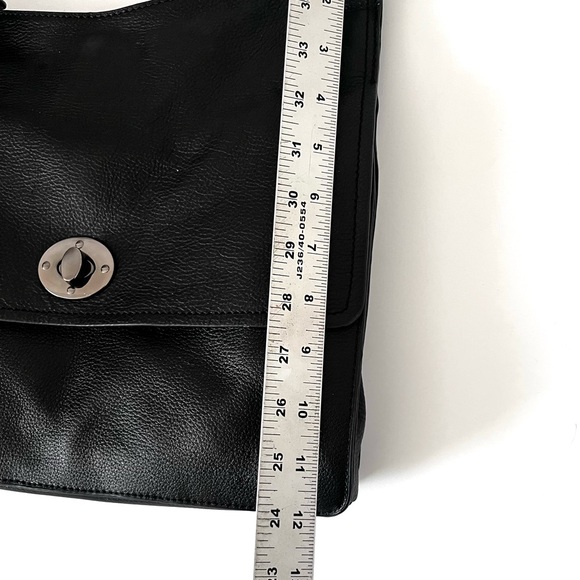 Rachel Roy Black Pebbled Leather Crossbody Shoulder Messenger Bag Hobo Purse - Picture 13 of 14